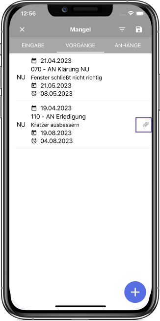 Kennzeichnung von Vorgängen mit Anhang